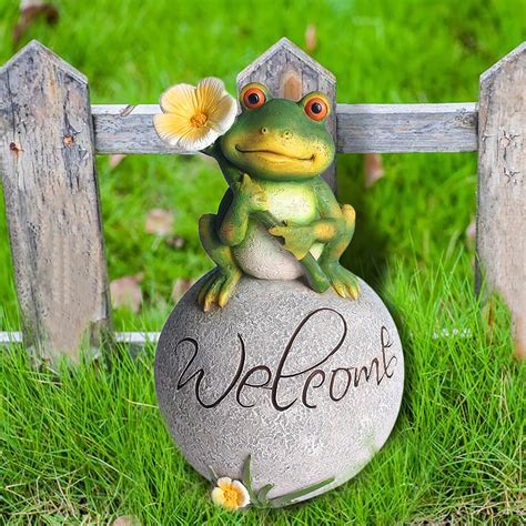 Frog Statue Garden Decor Lawn Ornament Welcome Frog Statue On Etsy