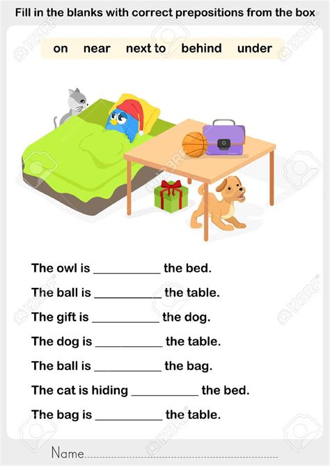 Prepositions In On Under Behind Worksheets