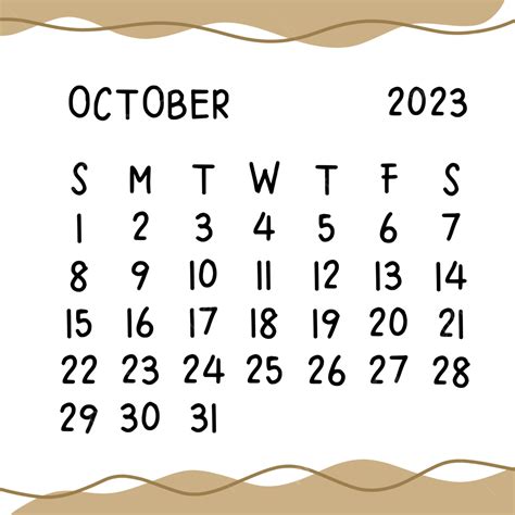 Gambar Kalender Sederhana Oktober 2023 Kalender Oktober 2023 Tanggal
