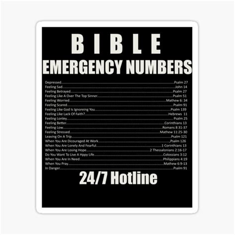 Emergency Bible Numbers Stickers Redbubble