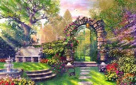 Fantasy Garden Desktop Wallpaper