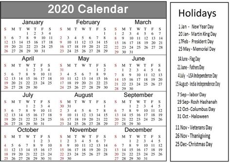 Exceptional 2020 Calendar Showing Federal Holidays Holiday Calendar