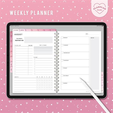 Basic Pink Digital Planner Pink Blush Color Ipad Planner Etsy