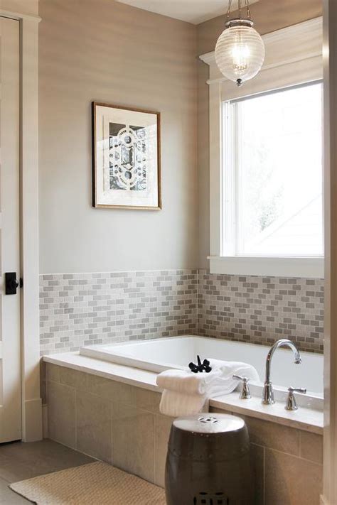 The joint between the tub and tile should not be in excess of 1/8″ and should be filled with a flexible in figure e, we see a ceramic or stone tile tub surround utilizing water resistant gypsum board as the. Half Tiled Tub Surround Design Ideas