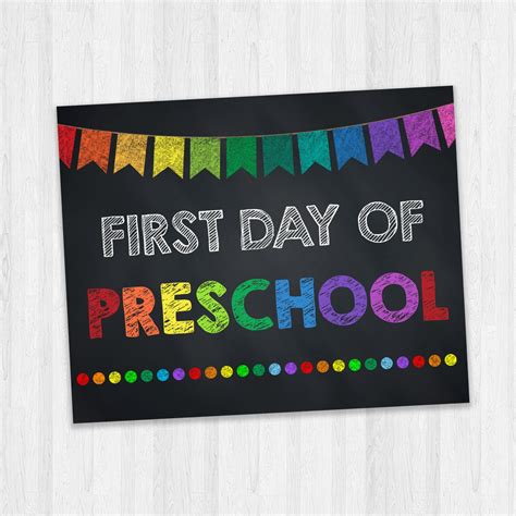 First Day Of Preschool Preschool Signs Kids Photo Prop Back