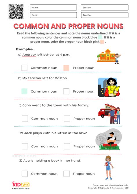 Common And Proper Nouns Printable Worksheets