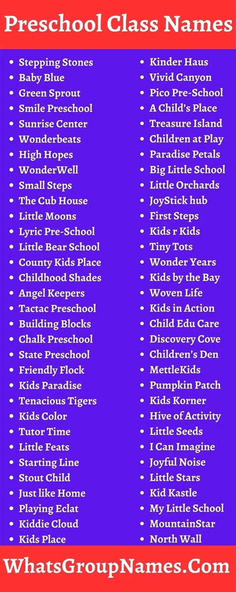 319 Preschool Class Names And Cute Preschool Class Name Ideas