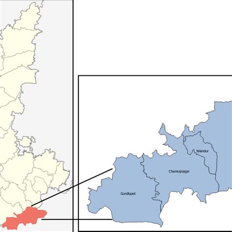 Map Showing Chamarajanagar District And Its Four Taluks Download