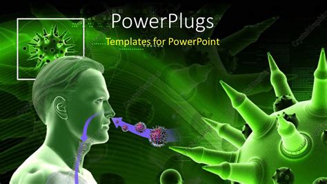 Powerpoint Template Medical Theme Depicting Humanoid Having Flu Virus