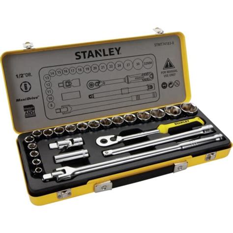 Stanley 24pcs 12 6pts Socket Set In Metal Tin Stmt74183 8 Junglelk