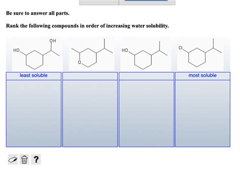 Solved Be Sure To Answer All Parts Rank The Following Compounds In