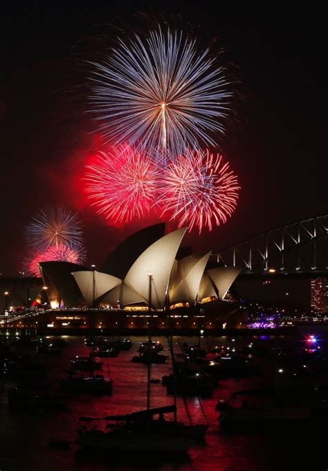 Fireworks Light Up The Sydney Opera House During An Early Light Show