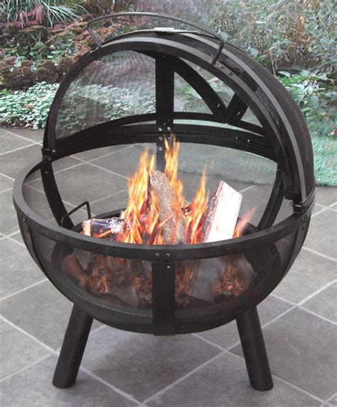 Sunnydaze Black 30 Inch Sphere Flaming Ball Fire Pit With Protective