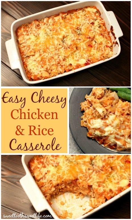 This chicken casserole recipe is healthy but also a hearty meal. Easy Cheesy Chicken & Rice Casserole | Cheesy chicken ...