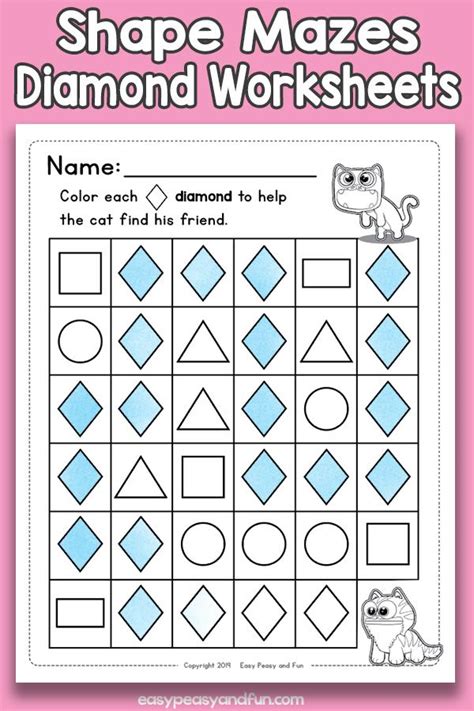 Shapes worksheets and online activities. Shape Mazes Diamond Worksheets | Shapes preschool, Craft ...