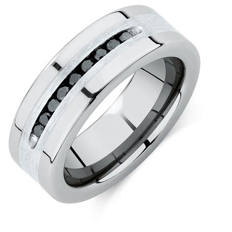 Black & white diamond diagonal striped ring. Men's Ring with a 1/4 Carat TW of Enhanced Black Diamonds ...