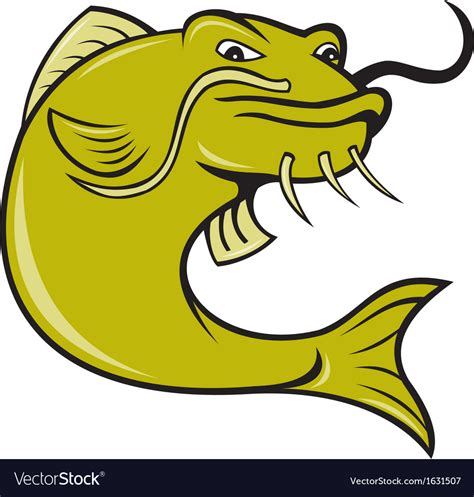Angry Cartoon Catfish Fish Royalty Free Vector Image