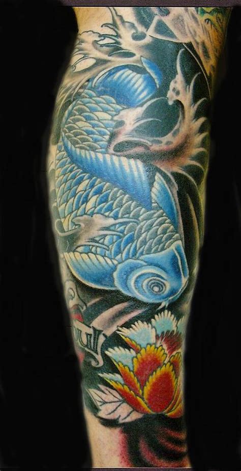 Blue Koi Fish Tattoo Design On Leg Tattoos Book 65000 Tattoos Designs