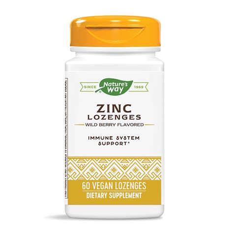 Natures Way Zinc Lozenge With Echinacea And Vitamin C Wild Berry Flavor 60 Lozenges