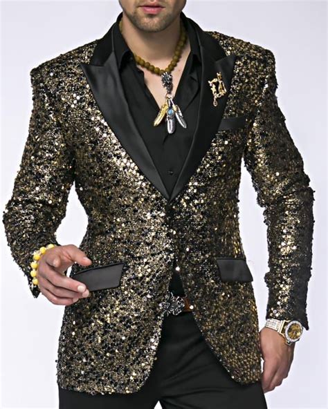 Mens Sequin Blazer And Sport Coat Stella2 Gold Blazer Fashion