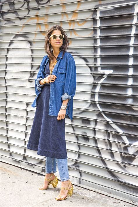 3 Ways To Wear A Dress Over Pants Look Street Style Denim Street Style