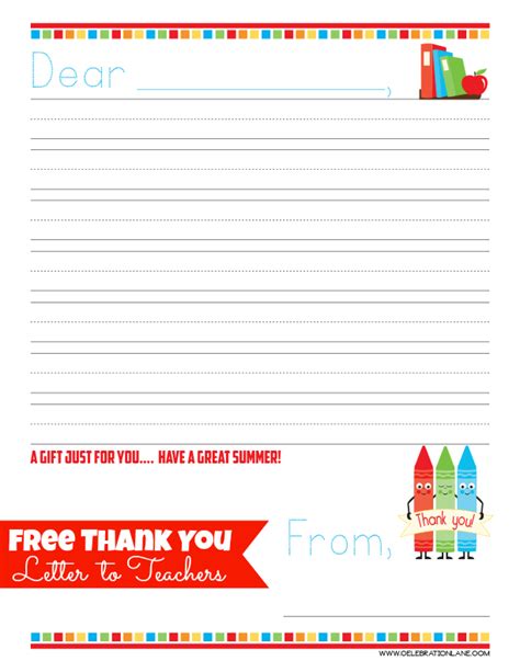 Free Teacher Thank You Letter T Idea Giggles Galore