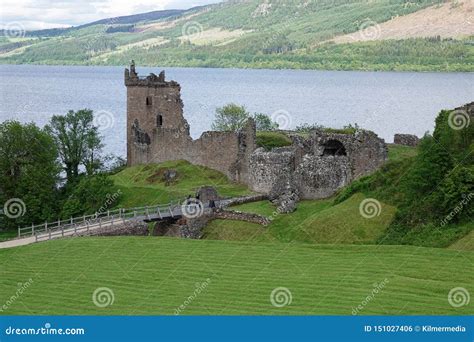 Urquhart Castle And Loch Ness Scotland Scenic View During The Day
