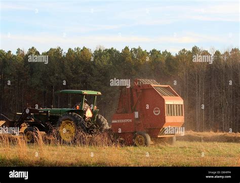 Tractor Hay Baler Baling Machine Farming Making Hay Stock Photo Alamy