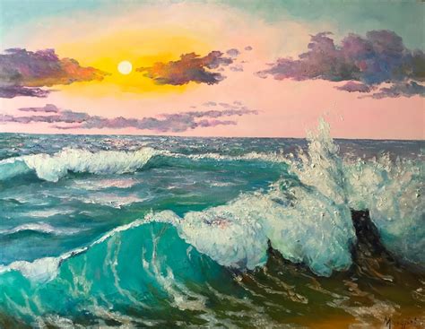 Sea Waves Painting By Aleks Margjini Artmajeur