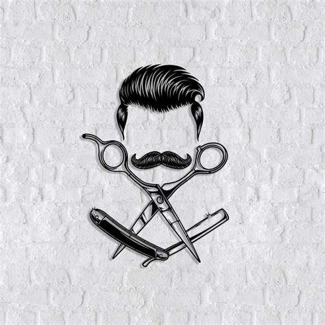Metal Wall Art Barber Shop Straight Etsy Logotipo Do Barbeiro