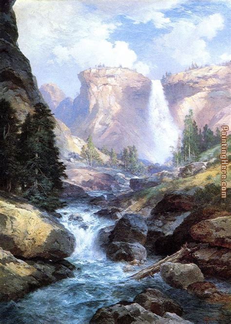 Thomas Moran Waterfall In Yosemite Painting Anysize 50 Off Waterfall