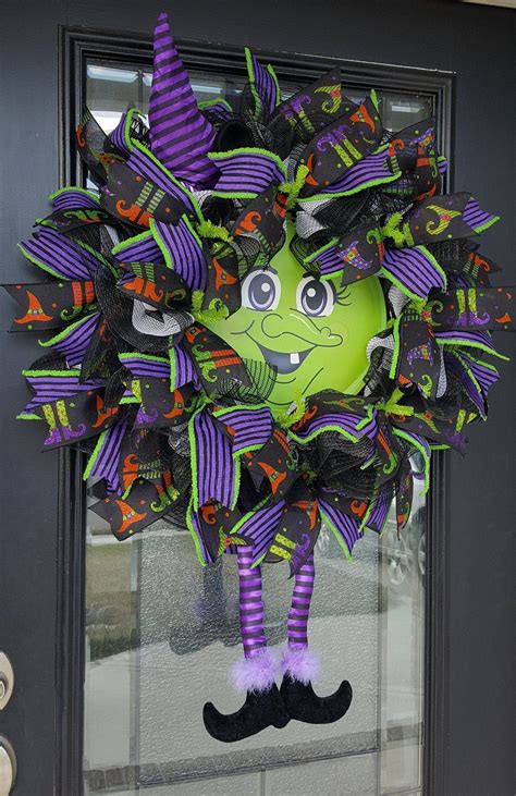Halloween Witch Wreath Best Halloween Wreath For Front Door Etsy