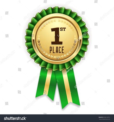 Gold 1st Place Rosette Badge Green Stock Vector 396218791 Shutterstock