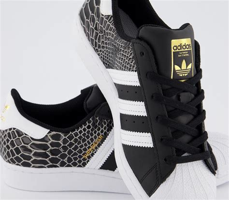 adidas Superstar Trainers Black White White Croc - Hers trainers