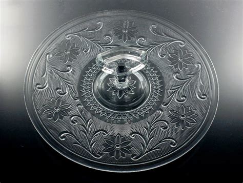 Pressed glass flower bowl leaf botanical clear glass rose. Tidbit Tray, Indiana Glass, Sandwich Clear, Depression ...