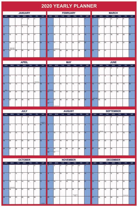 2020 Wall Calendar Vertical Dry Erase Office Calendar Yearly Planner