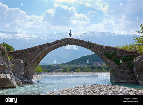 Roman Bridge Of Benja Across River Shkumbin Balkan Albania Stock