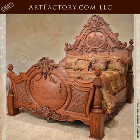 Hand Carved Walnut Bed Fine Art Wood Carvings By Master Craftsmen