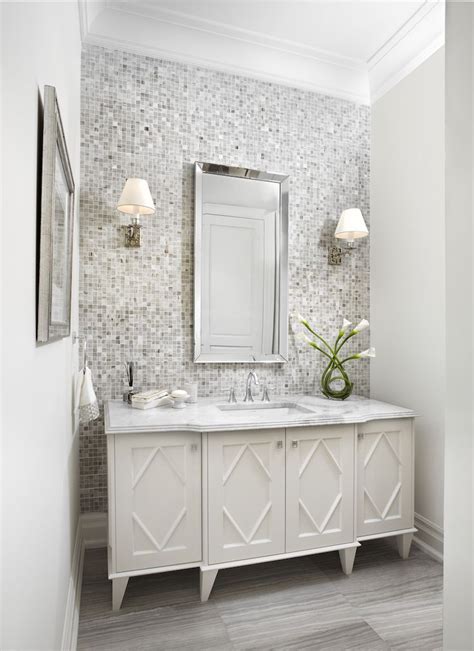 So all you'll have to do is paint over it once you move! Classic Powder Room! | Bathroom accent wall, Tile accent ...