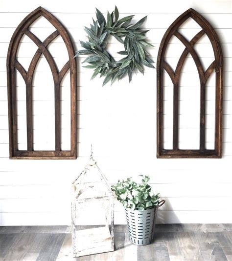 48 X 21 Farmhouse Wood Cathedral Window Arch Two Color Options The