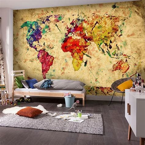 Wall Mural Painting Map Of The World