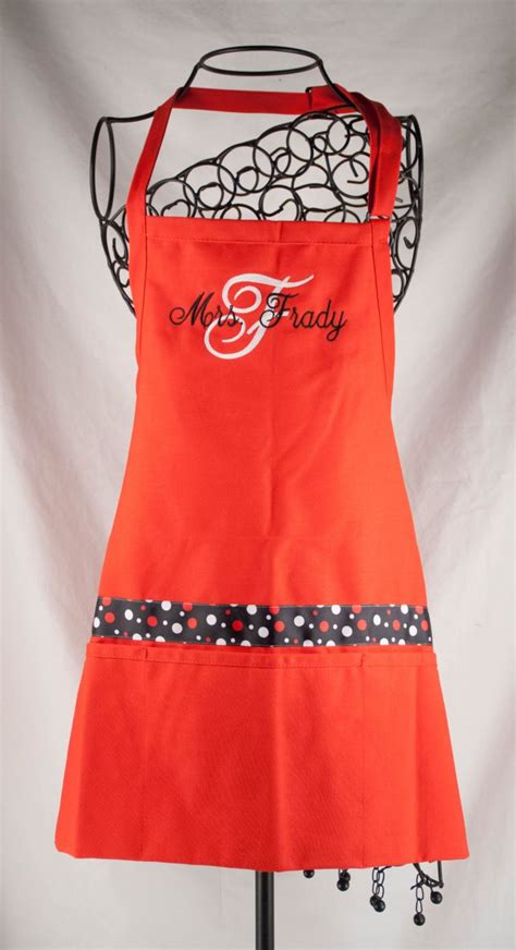 Personalized Red Apron Embroidered Apron Shower T Womens Etsy