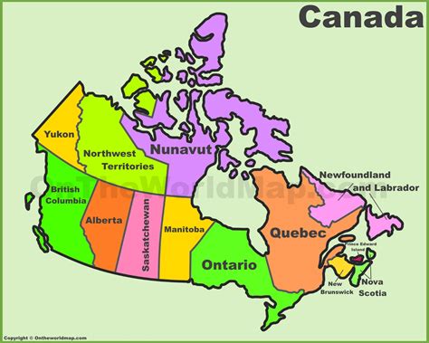 Canada Map With Provinces And Cities