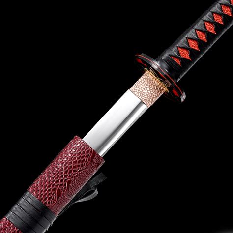 Black And Red Katana Handmade Japanese Samurai Sword High Manganese