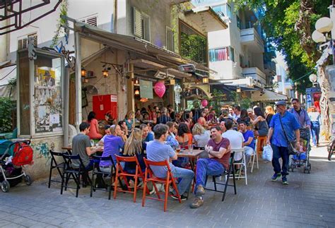 Tel aviv, tel aviv, israel. People In Outdoor Cafe On Dizengoff Street In Tel Aviv ...