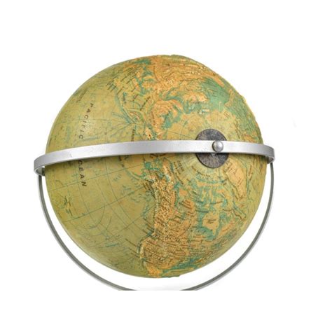 Mid 20th Century Table Top Sculptural Relief World Globe By Nystrom