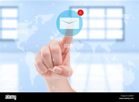 New Emails Inbox Futuristic Concept With Finger Pressing Digital