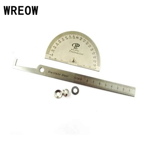 Stainless Steel 0 180 Degree Protractor Angle Ruler Round Head Rotating
