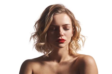 Closeup Of Naked Beautiful Woman Posing With Closed Eyes Stock Photo By Pavel Kolotenko