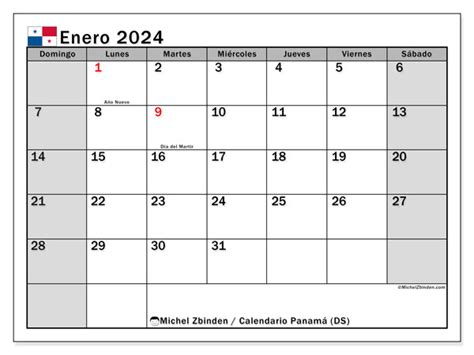 Calendario Enero 2024 Panamá Michel Zbinden Es